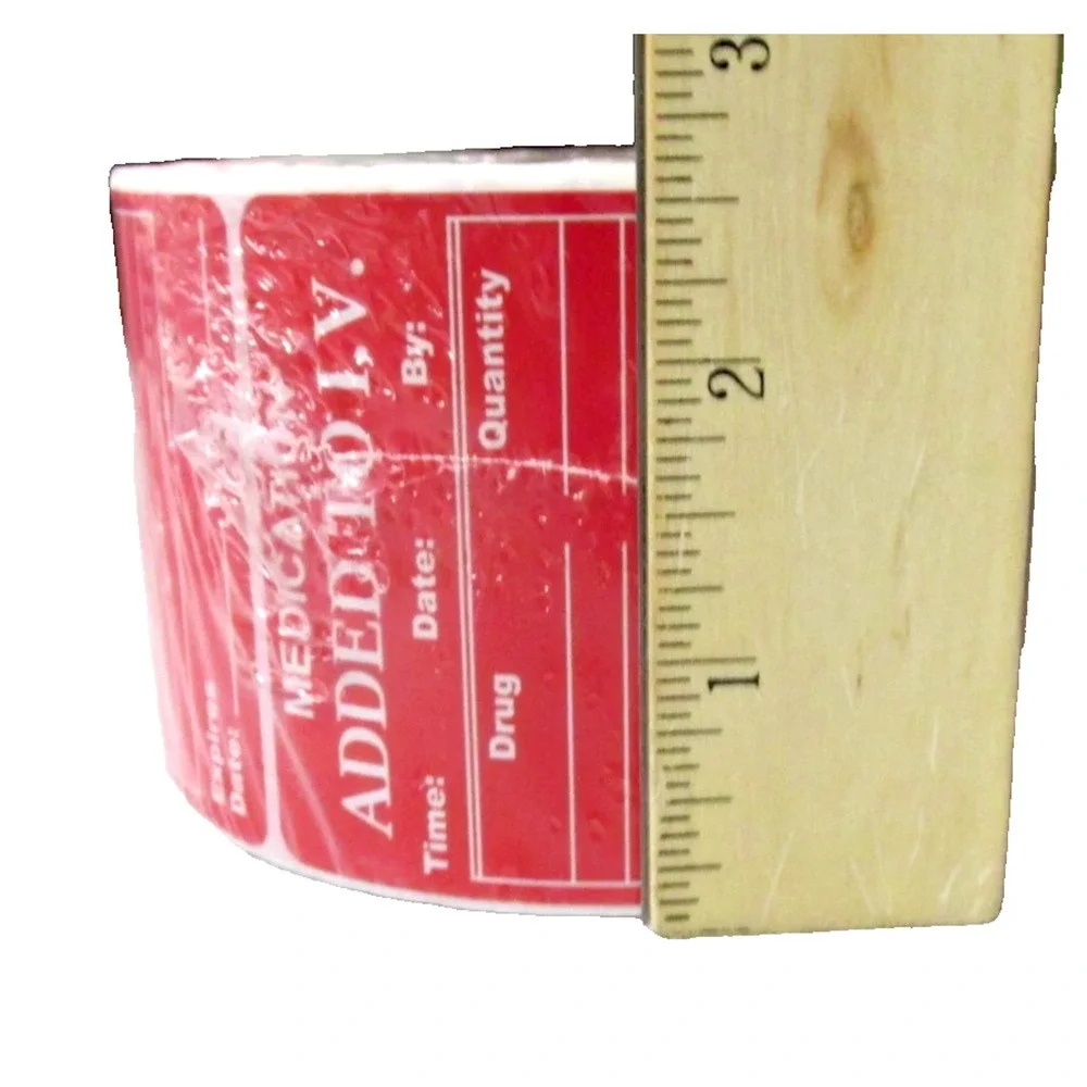 Veterinary Medical Adhesive Red Sticker Roll Medication Added To I.V. 500/Roll